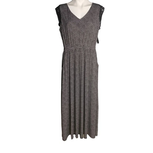 Gabby Skye black and white dots midi dress size 1X - Picture 1 of 7